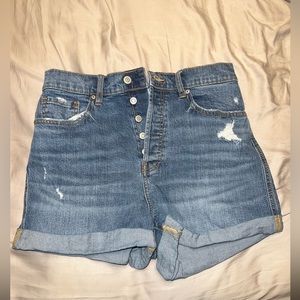 High Waisted Button Fly Jean Shorts